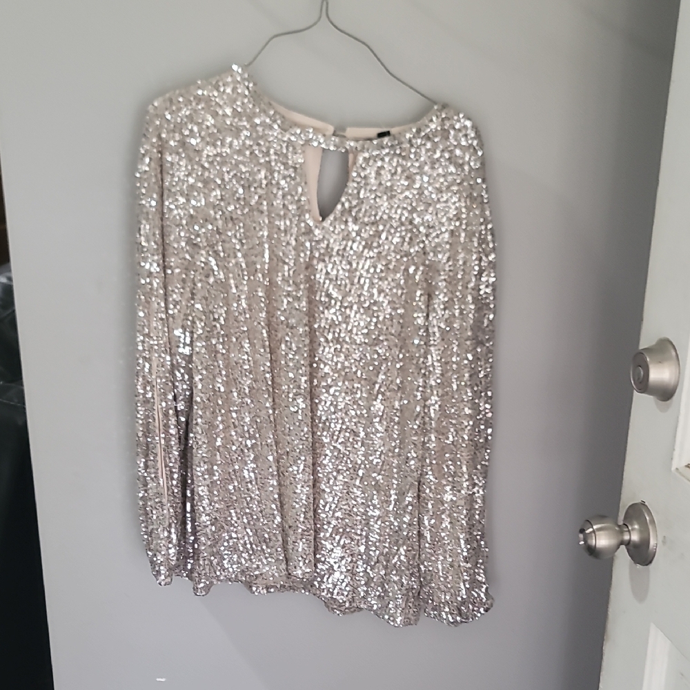 Cable & Gauge Silver Sequin Blouse